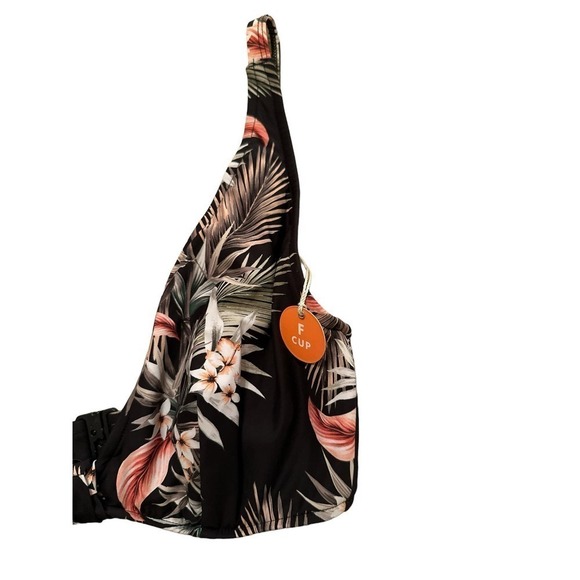 Seafolly Women's Ocean Alley F Cup Halter Bikini Top Swimsuit Size 4 Black NWOT - Picture 5 of 9